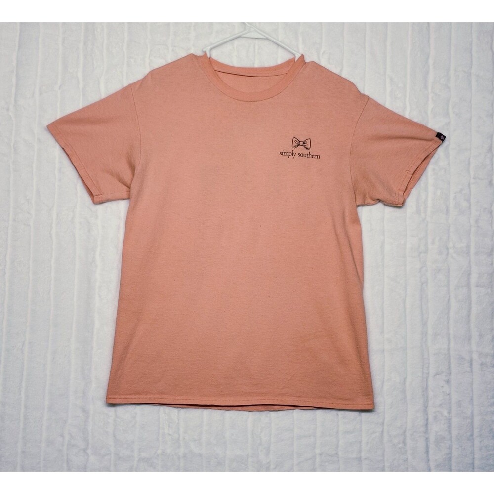 Simply Southern Preppy Pink T-Shirt Womens Small Raised In The Country Graphic S